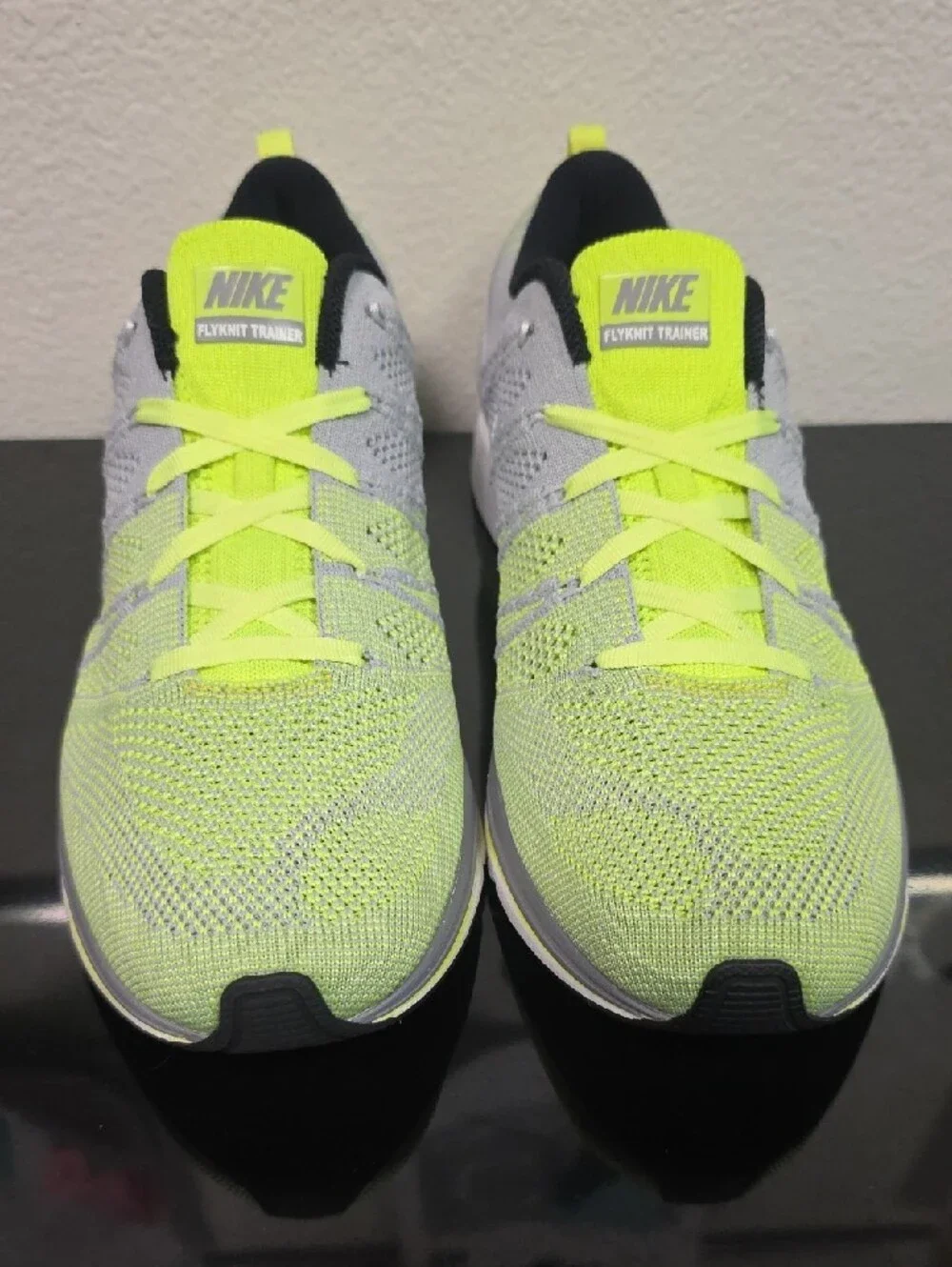 Nike Flyknit Trainer+ Volt White Grey Mens 9.5 Womens 11 Rare 2013 New